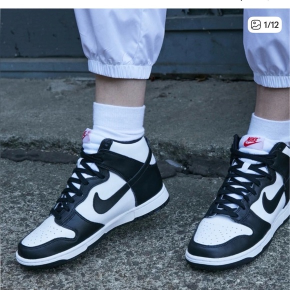 Nike Black and White High-Top Sneakers with Red Accents - Picture 8 of 10